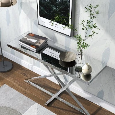 Drubeck Mirrored Rectangle Sofa Table Chrome - HOMES: Inside + Out 5 Drubeck Mirrored Rectangle Sofa Table Chrome - HOMES: Inside + Out - Image 3