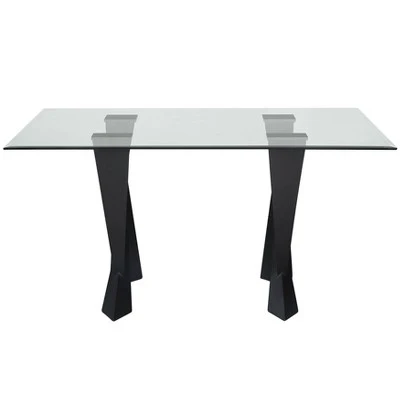 58" Darrah Modern Rectangle Glass Top Dining Table Black/Clear - HOMES: Inside + Out 6 58" Darrah Modern Rectangle Glass Top Dining Table Black/Clear - HOMES: Inside + Out - Image 4