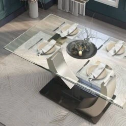 Langton Glass Top Dining Table Silver/Black - HOMES: Inside + Out -HOMES: Inside + Out GUEST c3b490c8 3380 4bea a9ec 7689a8a4e71a