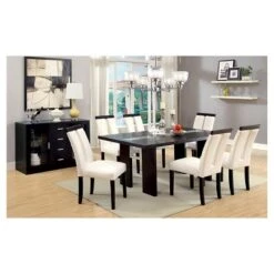 Stevenson Glass Insert Open Shelf W/Led Lights Dining Table Black - HOMES: Inside + Out -HOMES: Inside + Out GUEST c53d2631 6916 40eb bb23 827c95466fdb