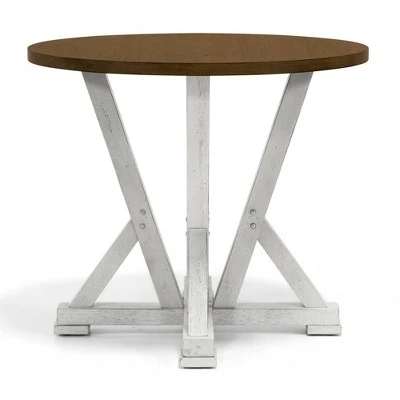 5pc Naxti Rustic Round Counter Height Dining Table Set Light Oak/Antique White - HOMES: Inside + Out 5 5pc Naxti Rustic Round Counter Height Dining Table Set Light Oak/Antique White - HOMES: Inside + Out - Image 3