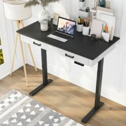 HOMES: Inside + Out 15 47" Losondo Transitional Height Adjustable Desk With USB Ports - HOMES: Inside + Out