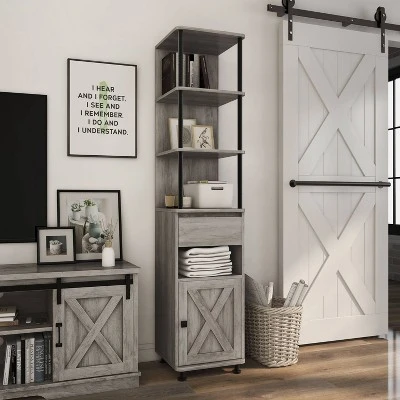 72.3" Clander Multiple Storage Bookcase Vintage Gray Oak - HOMES: Inside + Out 4 72.3" Clander Multiple Storage Bookcase Vintage Gray Oak - HOMES: Inside + Out - Image 2