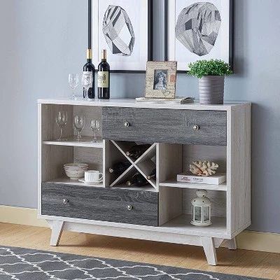 Abrama 2 Drawer Buffet White Oak/Distressed Gray - HOMES: Inside + Out 6 Abrama 2 Drawer Buffet White Oak/Distressed Gray - HOMES: Inside + Out - Image 4