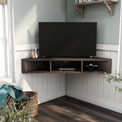 Tybo Open Shelves Corner Floating Console Fits Tv's Up To 50" - HOMES: Inside + Out 3 Tybo Open Shelves Corner Floating Console Fits Tv's Up To 50" - HOMES: Inside + Out