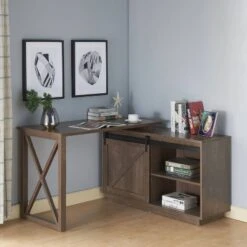 Sevyn Transitional L Shape Desk Walnut Oak - HOMES: Inside + Out -HOMES: Inside + Out GUEST d60cc873 8e48 443b 9353 fb837e7f3a6b