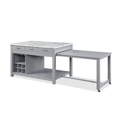 Fredricke Extendable Kitchen Island With Faux Marble - HOMES: Inside + Out 13 Fredricke Extendable Kitchen Island With Faux Marble - HOMES: Inside + Out - Image 11