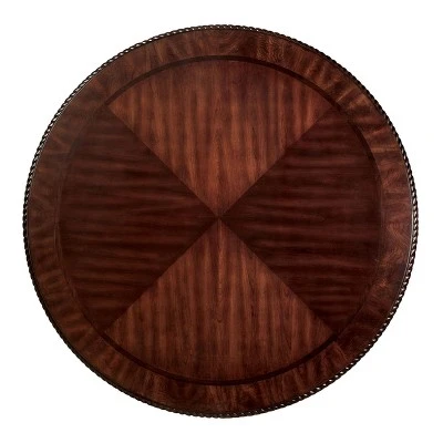Gibeon Elegant Carved Pedestal Round Dining Table Brown - HOMES: Inside + Out 4 Gibeon Elegant Carved Pedestal Round Dining Table Brown - HOMES: Inside + Out - Image 2