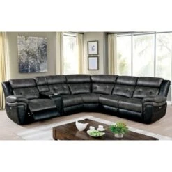 Van Wyk Power Recliner Sectional Gray/Black - HOMES: Inside + Out