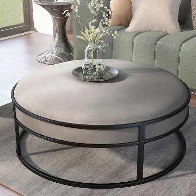 39.5" Greenbank Round Cushioned Ottoman - HOMES: Inside + Out 4 39.5" Greenbank Round Cushioned Ottoman - HOMES: Inside + Out - Image 2