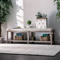 Wixam Tufted Bench Beige/Brown - HOMES: Inside + Out