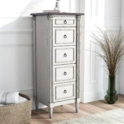 Magg 4 Drawer Jewelry Chest With Flip Up Mirror Antique White/Antique Gray Two Tone - HOMES: Inside + Out