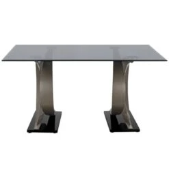 58" Gleneagles Modern Rectangle Glass Top Dining Table Gray/Champagne/Black - HOMES: Inside + Out -HOMES: Inside + Out GUEST e400e5dc 8c1d 4a8f bd01 cc7866a3714f