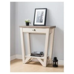 Risa Contemporary 1 Drawer Console Table Ivory /Light Oak - HOMES: Inside + Out