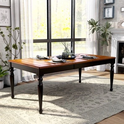 Jameson Country Style Extendable Dining Table Black/Oak - HOMES: Inside + Out 3 Jameson Country Style Extendable Dining Table Black/Oak - HOMES: Inside + Out