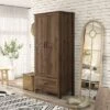 Nurembo 1 Drawer Wardrobe Closet Distressed Walnut - HOMES: Inside + Out 2 Nurembo 1 Drawer Wardrobe Closet Distressed Walnut - HOMES: Inside + Out -HOMES: Inside + Out GUEST efe81e65 ce4d 404b 8ad9 c5cc6d0b3530
