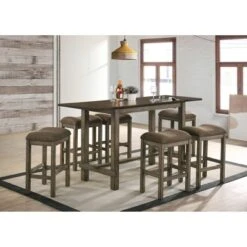 7pc Entera Extendable Counter Height Dining Table Set Dark Walnut/Chestnut/Brown - HOMES: Inside + Out