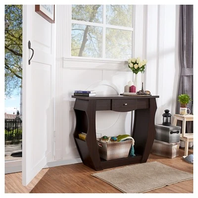 Coralli Modern Cut Out Sofa Table Walnut - HOMES: Inside + Out 3 Coralli Modern Cut Out Sofa Table Walnut - HOMES: Inside + Out