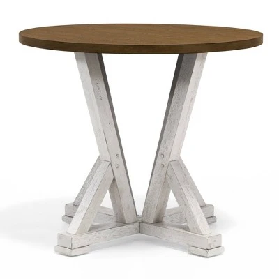 5pc Naxti Rustic Round Counter Height Dining Table Set Light Oak/Antique White - HOMES: Inside + Out 6 5pc Naxti Rustic Round Counter Height Dining Table Set Light Oak/Antique White - HOMES: Inside + Out - Image 4