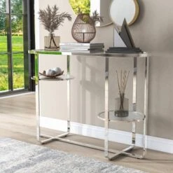 Calloun Glam 2 Shelf Sofa Table Chrome - HOMES: Inside + Out