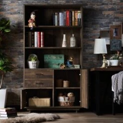 69.8" Tappan Bookcase With Cabinet Reclaimed Oak - HOMES: Inside + Out -HOMES: Inside + Out GUEST f61a8d94 f260 4519 834f d28d7cd27415