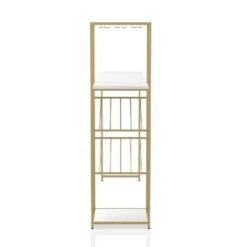 Bennis Bar Table With Wine Shelves High Gloss White/Gold Coated - HOMES: Inside + Out -HOMES: Inside + Out GUEST fc95029e 2899 4811 91bc 3bcd1910f7a1