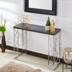 Sbragia Geometric Metal Legs Console Table Faux Marble - HOMES: Inside + Out -HOMES: Inside + Out GUEST fd771233 dee7 4827 89af e33b0dd10bac