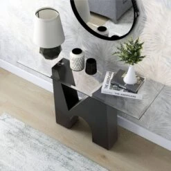 Riverpoint Modern Rectangle Console Table Clear/Black - HOMES: Inside + Out -HOMES: Inside + Out GUEST fd9176cc 3664 4b2e 91d4 cbcd5083f387