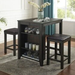 3pc Applecrest Counter Height Dining Set With USB Plug Walnut/Espresso - HOMES: Inside + Out